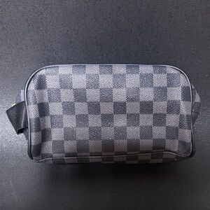 Black and Gray Checkered Toiletry Bag